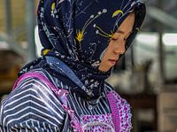 Vrouw in het Moslim Kwartier in Xi'An