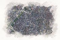 Karte von Nimes aus der Luft von Aquarel Creative Design Miniaturansicht