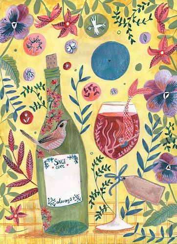 Nature morte Vin et fleurs, Santé !