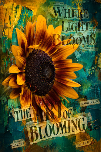Where Light Blooms – Sunflower in Gold and Turquoise