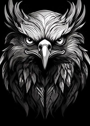 Faucon majestueux en noir et blanc 03