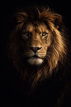 Porträt des König der Löwen – Dunkle, elegante Tierkunst