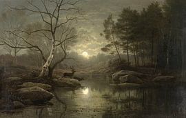 Waldlandschaft bei Mondlicht, Georg Eduard Otto Hall