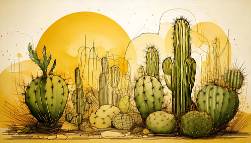 Cactussen in een woestijnlandschap