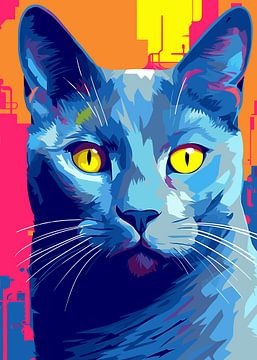 Chat Animal WPAP Pop Art sur Qreative