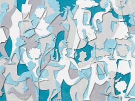 Dynamische Menschen (blau-grau) von Color Square