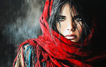 Meisje in het Rood | Emotioneel Portret van Karina Brouwer