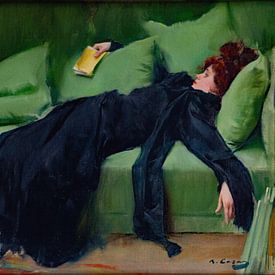 Decadent Young Woman After The Dance (1899) van Ramon Casas i Carbó van GᎥรєlค Art Ŧ๏г Y๏ย