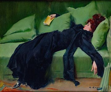 Decadent Young Woman After The Dance (1899) van Ramon Casas i Carbó van GᎥรєlค Art Ŧ๏г Y๏ย