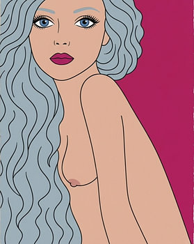 Blue Waves: A Sensual Portrait of a Woman in a Modern Pop Art Style