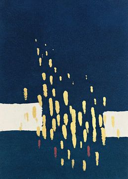 Abstract nachtblauw met gouden accenten