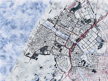 Kaart van Katwijk in de stijl 'White Winter' van Maporia