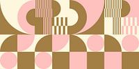 Abstract retro geometric art in gold, pink and off white nr. 6 by Dina Dankers thumbnail