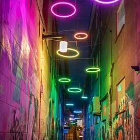 Papengang im bunten Neonregen - Groningen von KB Design & Photography (Karen Brouwer)