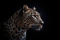 Leopard Portrait Black Background by Digitale Schilderijen thumbnail