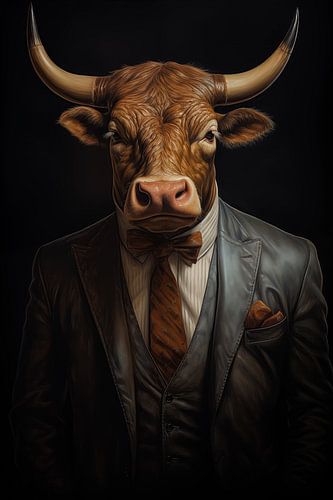 Bull in suit