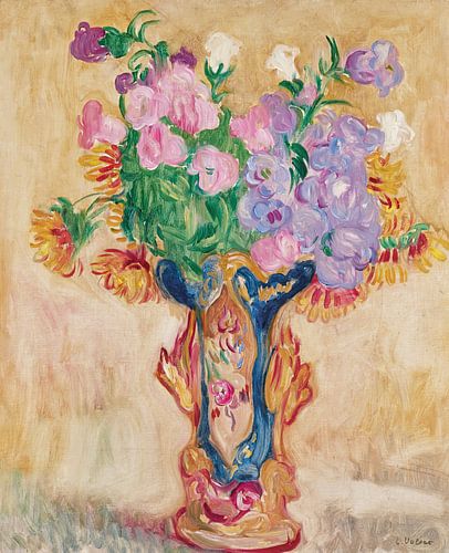 Louis Valtat - Large bouquet with porcelain vase