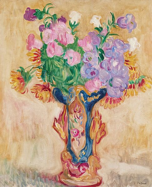 Louis Valtat - Groot boeket met porseleinen vaas van Peter Balan