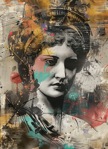 Griechische Büste im Pop-Art-Stil