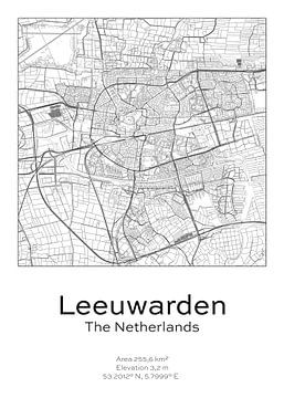 Stads kaart - Nederland - Leeuwarden van Ramon van Bedaf