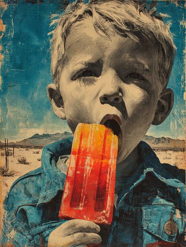 Portrait child retro pop art
