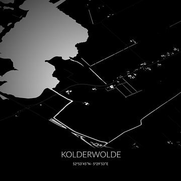 Schwarz-weiße Karte von Kolderwolde, Fryslan. von Rezona