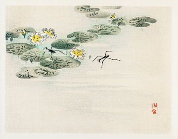 Waterstriders in een lotusvijver door Kōno Bairei van Studio POPPY