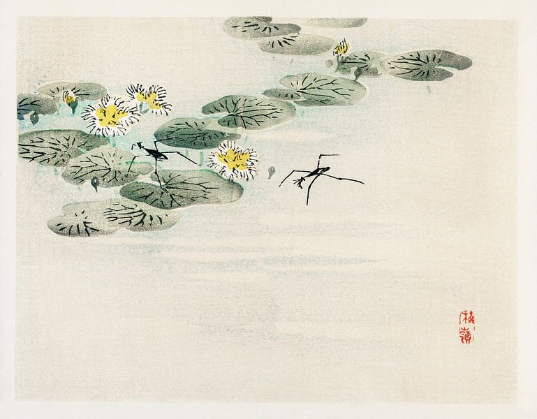 Chevaucheurs d'eau dans un étang de lotus par Kōno Bairei par Studio POPPY