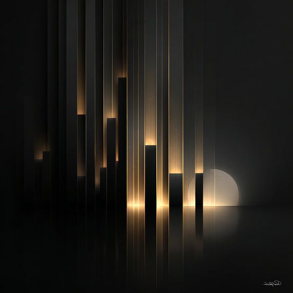 abstract black with soft gold by Gelissen Artworks