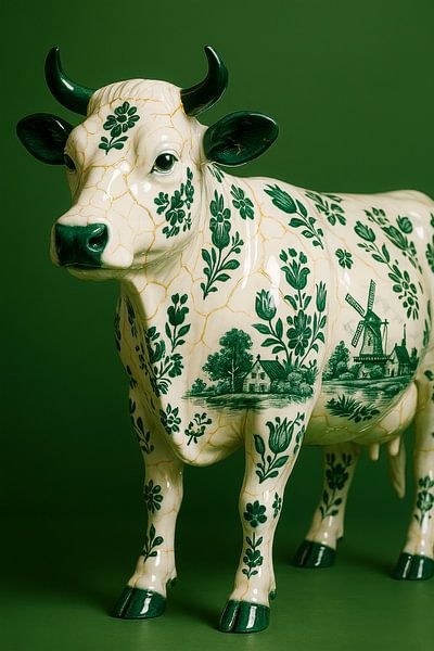Delft Green Cow - Dutch nostalgia in porcelain by But First Framing
