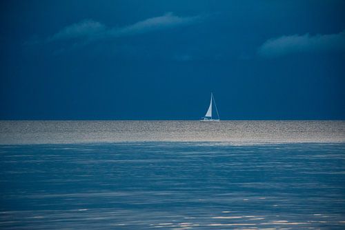 White sailing yacht in the Baltic Sea near Kühlungsborn