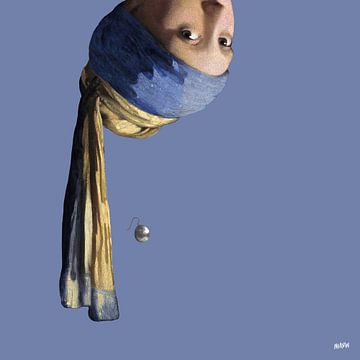 Vermeer Upside Down Girl with a Pearl Earring - pop art lavender