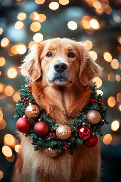 Christmas dog by Poster Art Shop