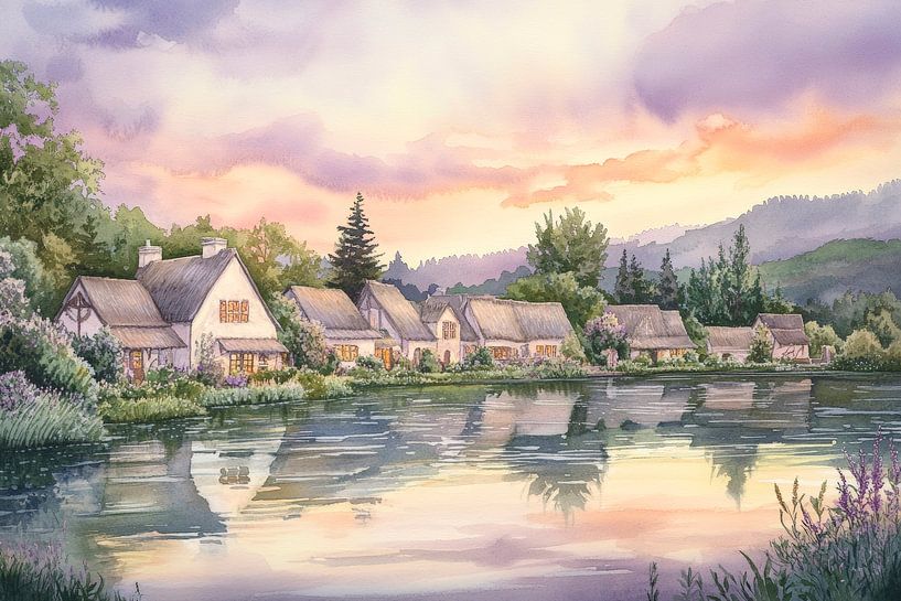 Paysage idyllique au bord du lac par Poster Art Shop
