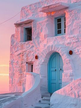 Coucher de soleil sur une île grecque sur haroulita