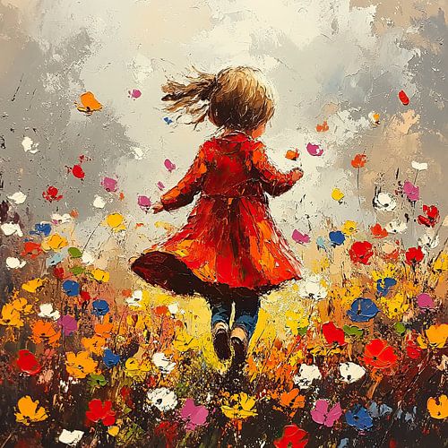 Dancing Girl in Flower Field