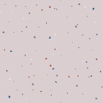 Abstrakte Terrazzo-Tapete in Lila, Blau, Braun und Weiß. von Dina Dankers