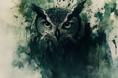 Mystieke aquarel van een uil