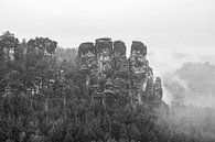 Fog at the Gansfelsen in Saxon Switzerland 2 by Holger Spieker thumbnail