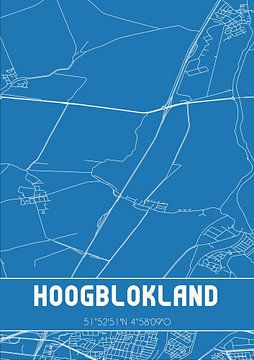 Blauwdruk | Landkaart | Hoogblokland (Zuid-Holland) van Rezona