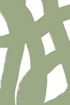 Moderne abstracte minimalistische vormen en lijnen in groen op wit III van Dina Dankers