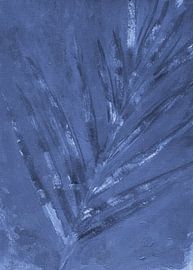 Abstraktes Palmenblatt in Indigoblau von Karen Kaspar