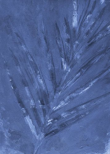 Abstraktes Palmenblatt in Indigoblau von Karen Kaspar