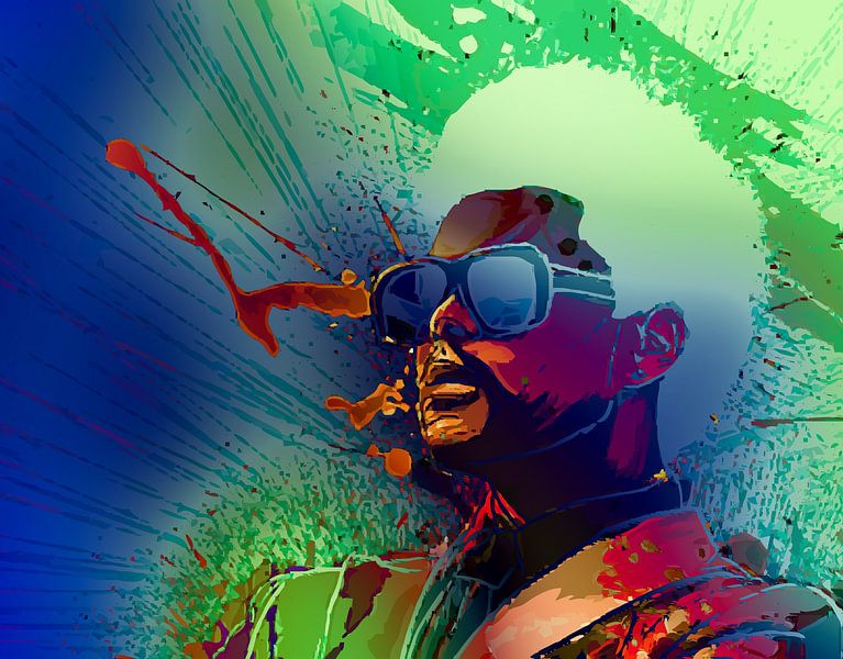 The Weeknd Abstraktes Porträt in Grün Blau Rot von Art By Dominic