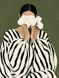 Frau mit weißen Orchideen von Stephanie Jeuffroy