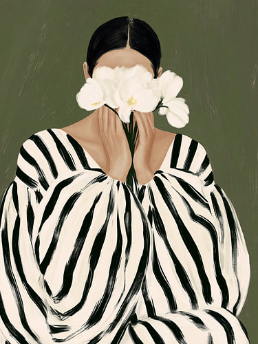 Woman with White Orchids