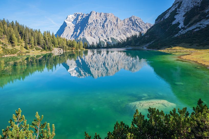 turquoise lake Seebensee and Zugspitze mountain tyrol by SusaZoom