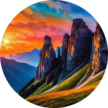 Zonsopgang over de Cinque Torri Rots Italië 4Cinque Torri Rots