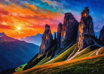 Zonsopgang over de Cinque Torri Rots Italië 4Cinque Torri Rots van MIROKKU