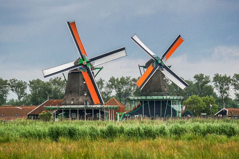 Mills with summer sail, Zaanse Schans by Peet Romijn